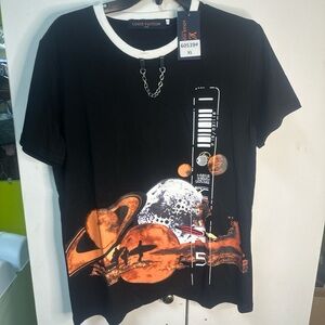 Fashion Black and Orange Graphic Tee